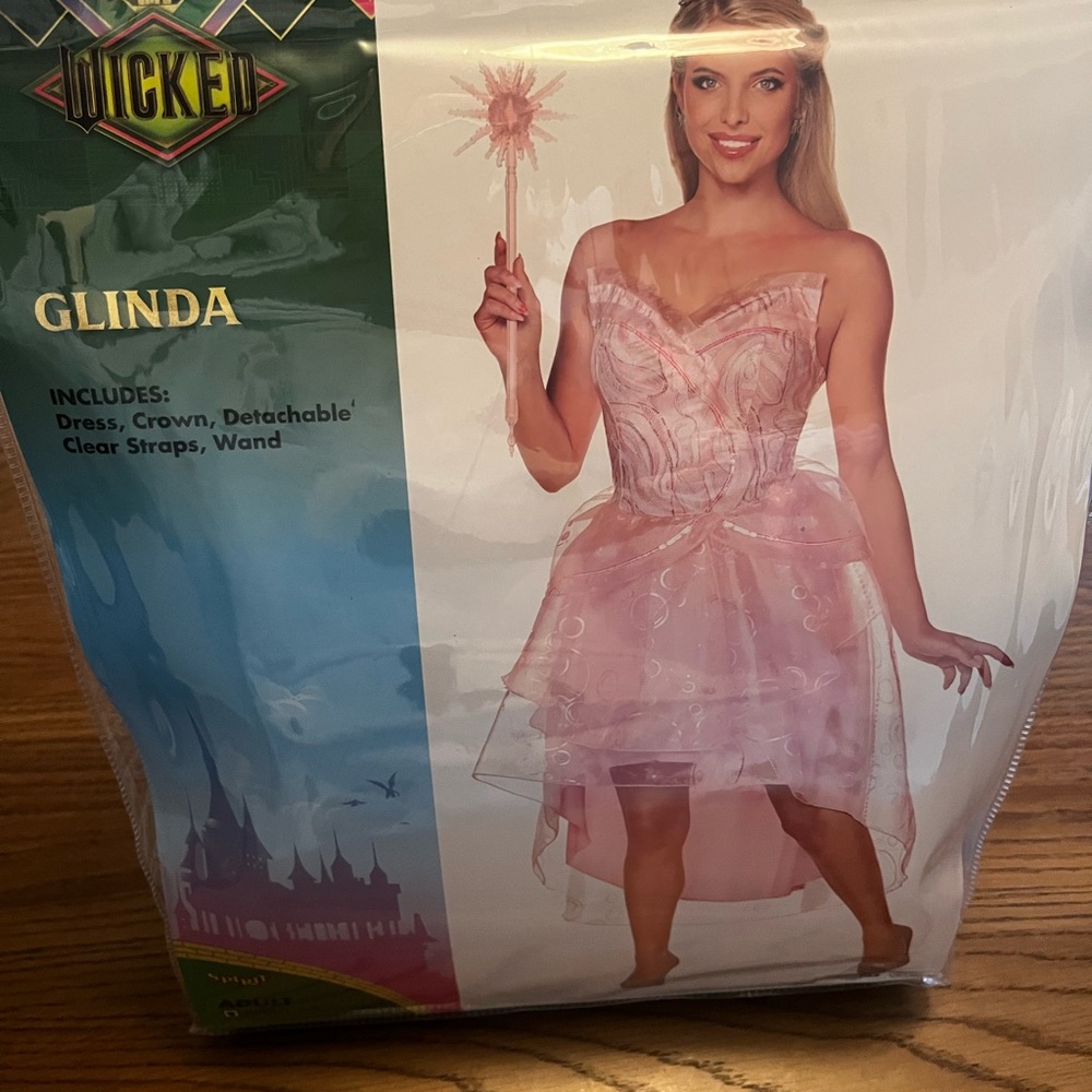 Glinda Pink Fairy Costume Dress with Crown & Wand